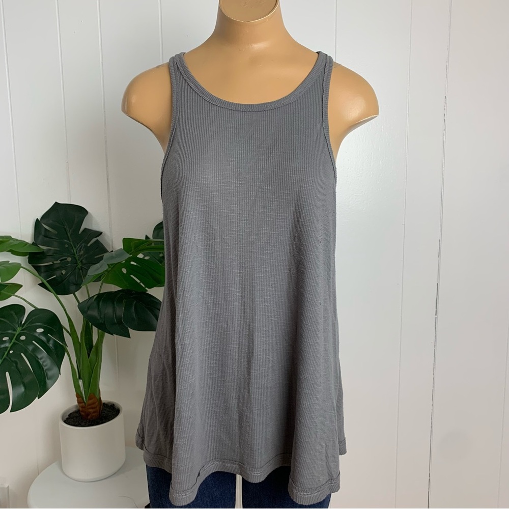 Free People Gray Sleeveless Ribbed Women's Top Size Large